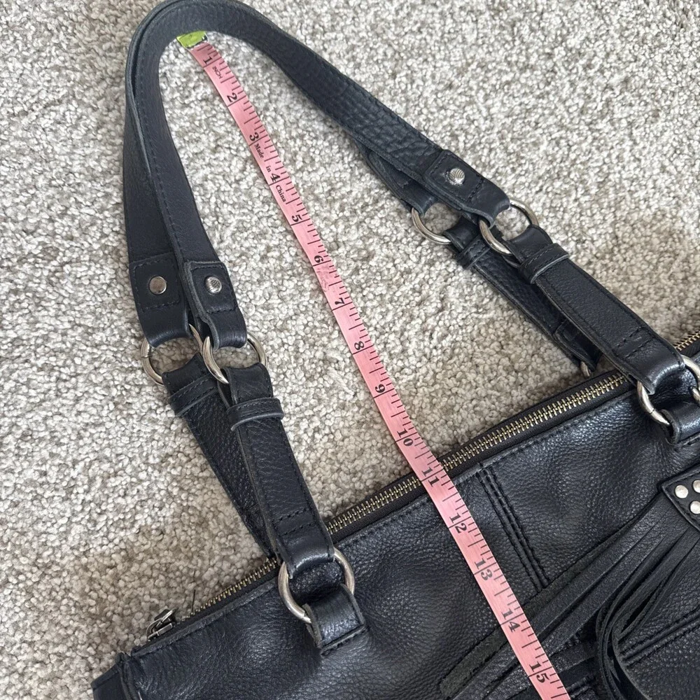 The Sak Silverlake Black Leather Studded Fringe Tote